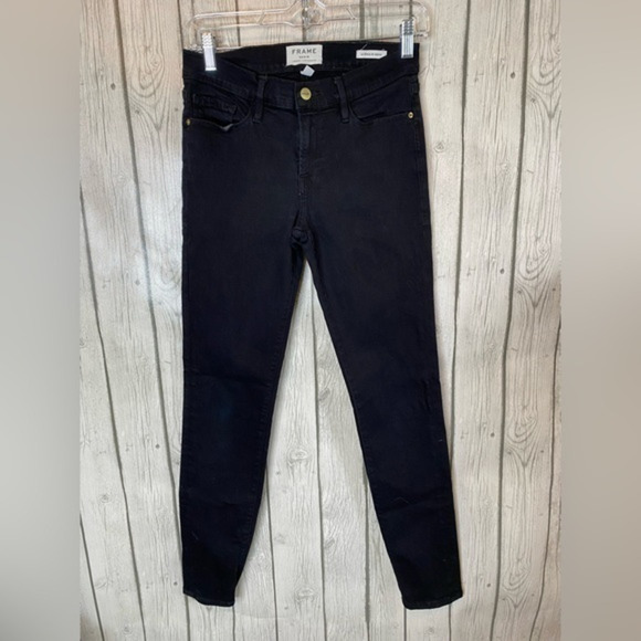 Frame Denim Womens Le Skinny‎ de Jeanne Jeans Black Size 27 - Picture 1 of 4